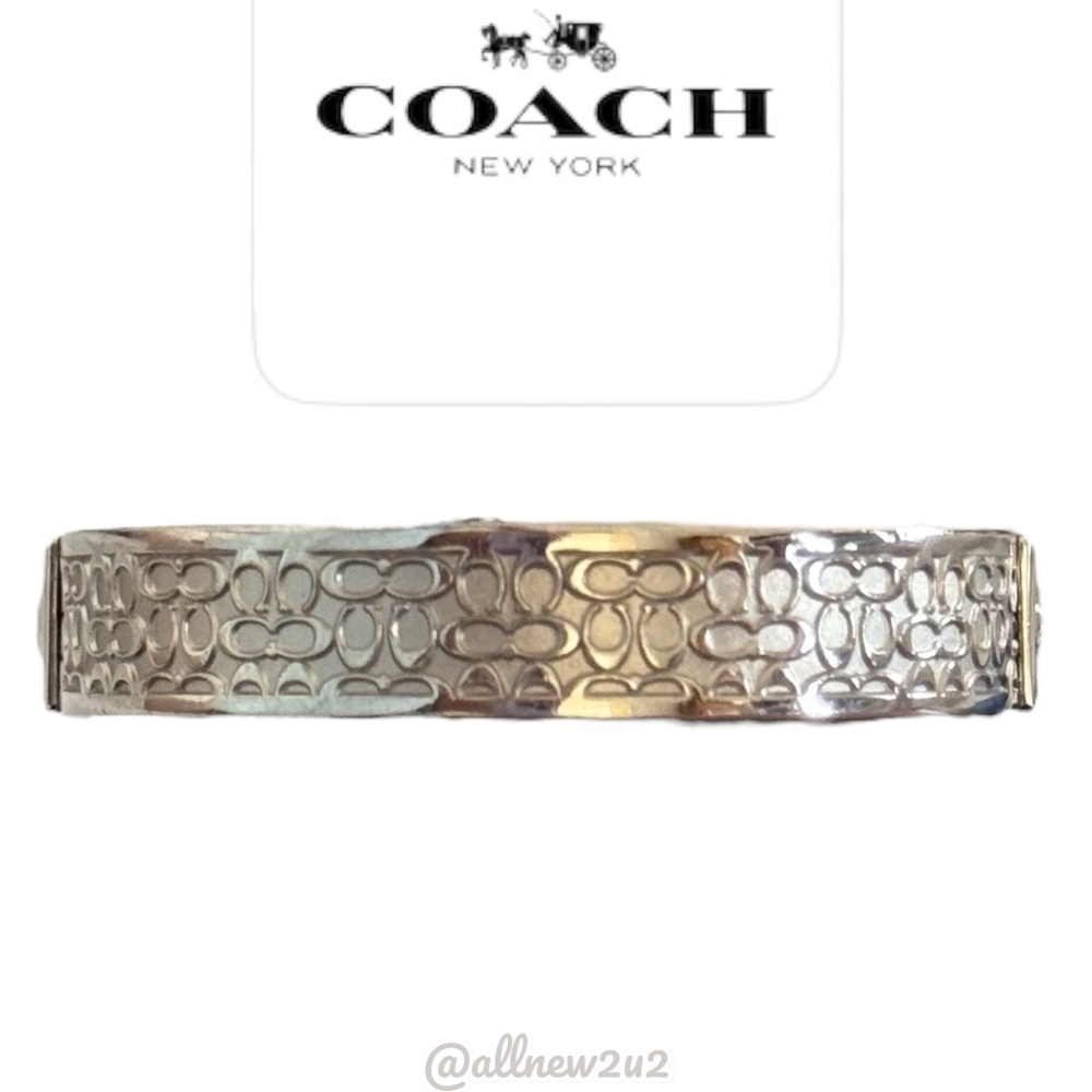 Coach Silver Bangle Bracelet in Signature CC design Wth Dustbag Classic